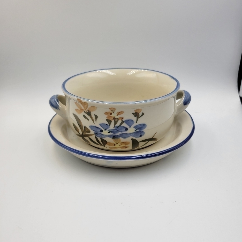 Vintage Stoneware China Croc Bowl with Plate